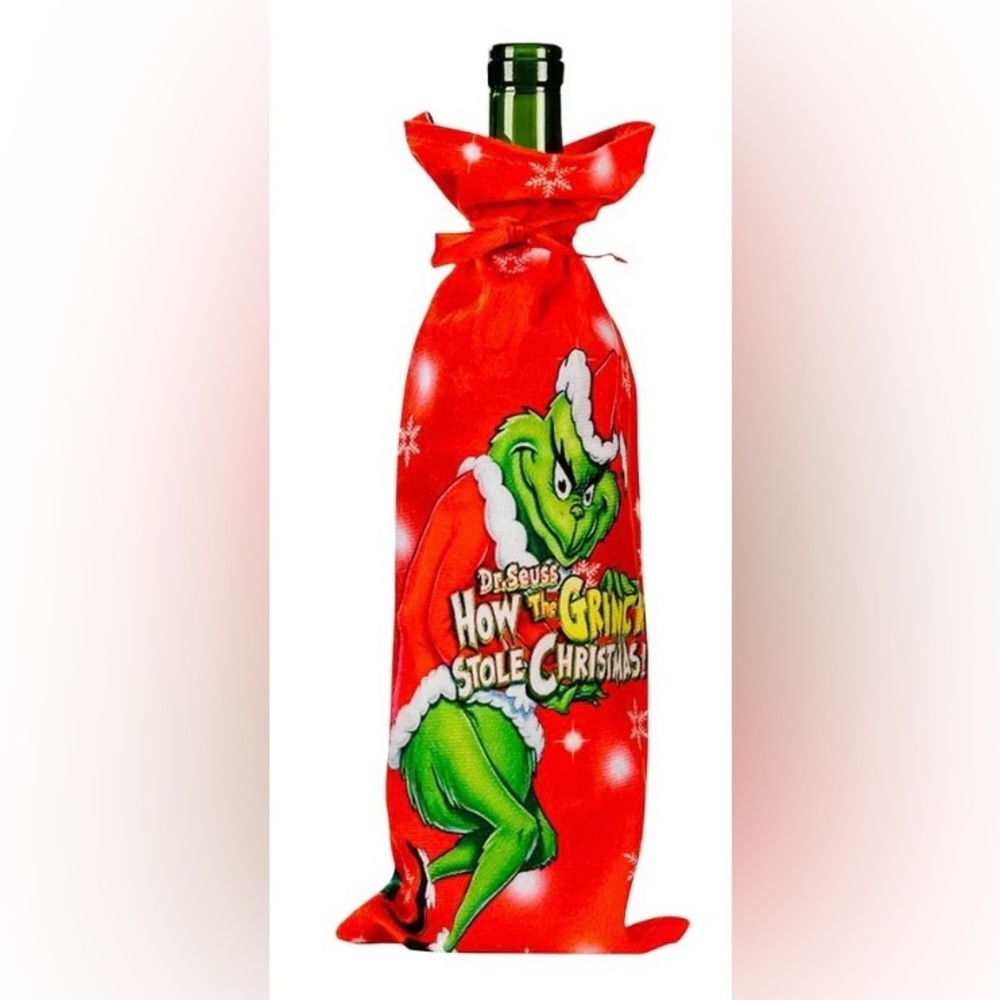 Dr. Seuss Red Grinch Wine Bottle Wrap NWT